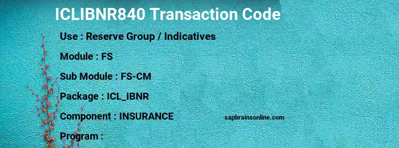 SAP ICLIBNR840 transaction code