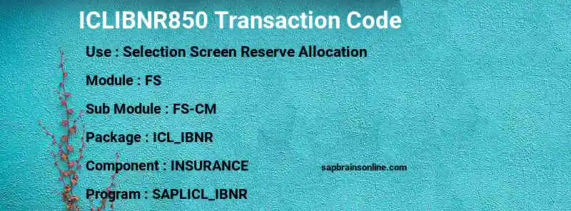 SAP ICLIBNR850 transaction code