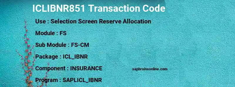 SAP ICLIBNR851 transaction code
