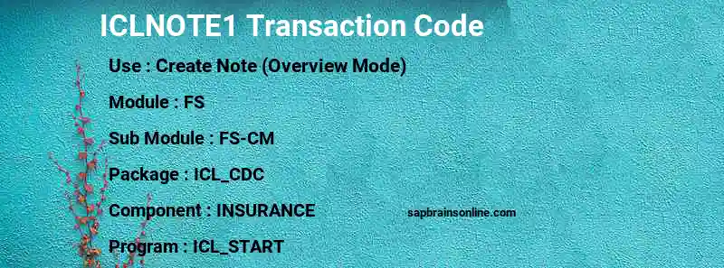 SAP ICLNOTE1 transaction code
