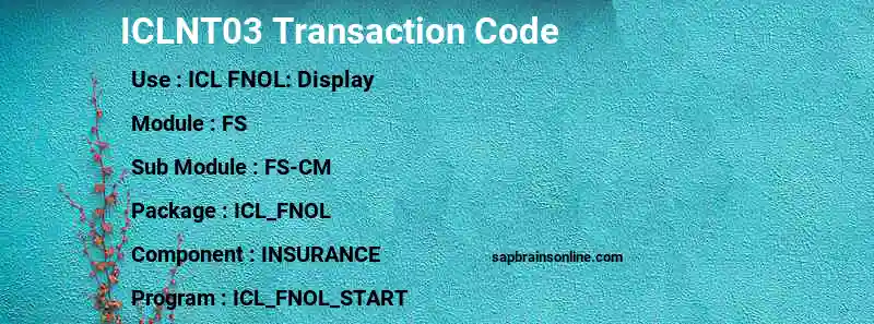 SAP ICLNT03 transaction code