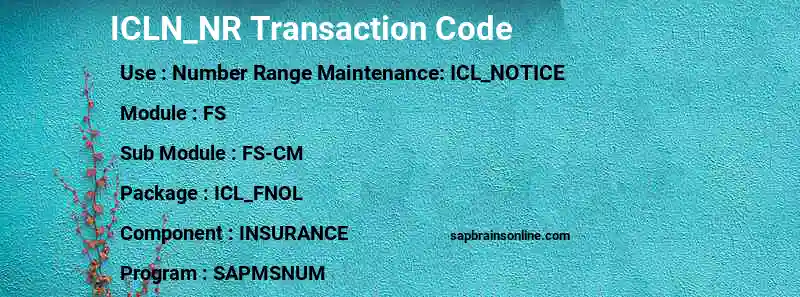 SAP ICLN_NR transaction code