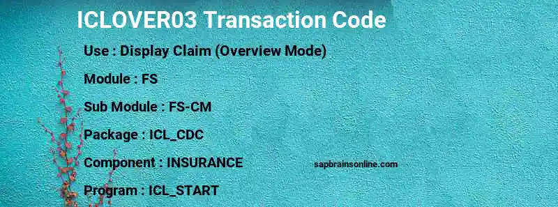 SAP ICLOVER03 transaction code