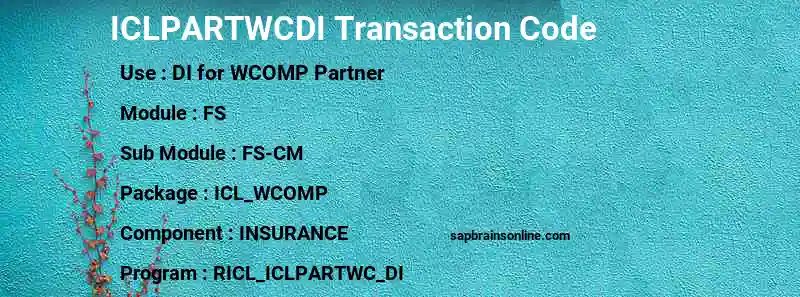 SAP ICLPARTWCDI transaction code