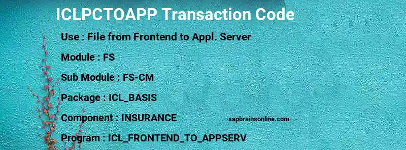 SAP ICLPCTOAPP transaction code