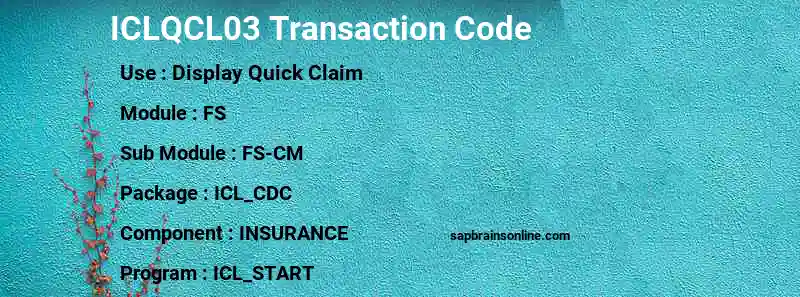SAP ICLQCL03 transaction code