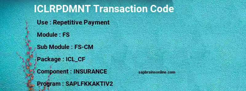 SAP ICLRPDMNT transaction code