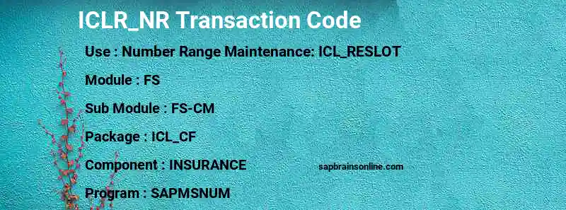 SAP ICLR_NR transaction code