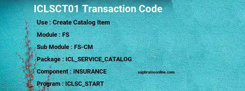SAP ICLSCT01 transaction code
