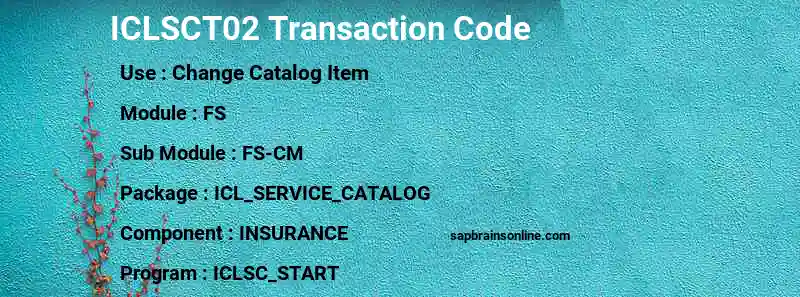 SAP ICLSCT02 transaction code