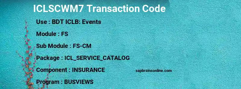 SAP ICLSCWM7 transaction code