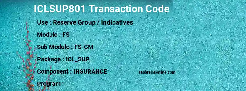 SAP ICLSUP801 transaction code