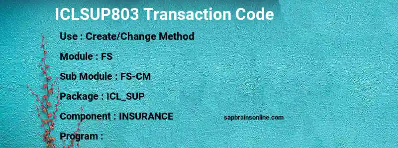 SAP ICLSUP803 transaction code