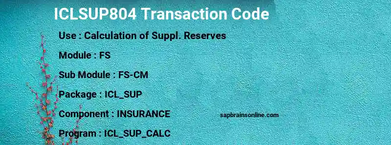 SAP ICLSUP804 transaction code