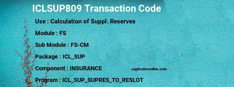 SAP ICLSUP809 transaction code