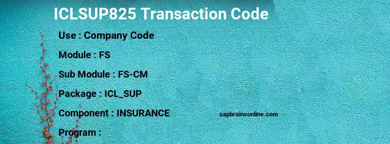 SAP ICLSUP825 transaction code