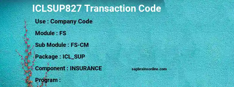 SAP ICLSUP827 transaction code