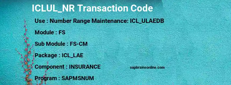 SAP ICLUL_NR transaction code