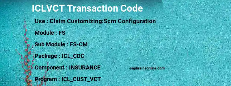 SAP ICLVCT transaction code