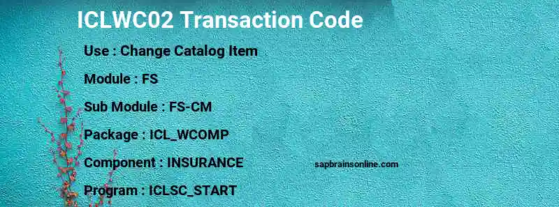 SAP ICLWC02 transaction code