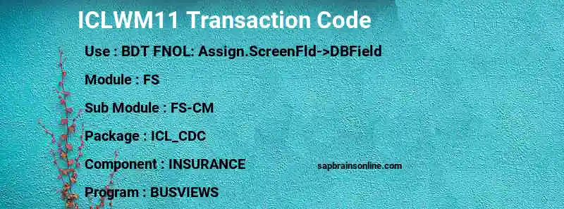 SAP ICLWM11 transaction code