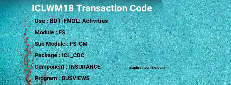 SAP ICLWM18 transaction code