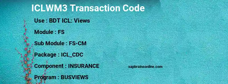 SAP ICLWM3 transaction code
