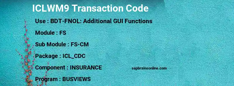 SAP ICLWM9 transaction code