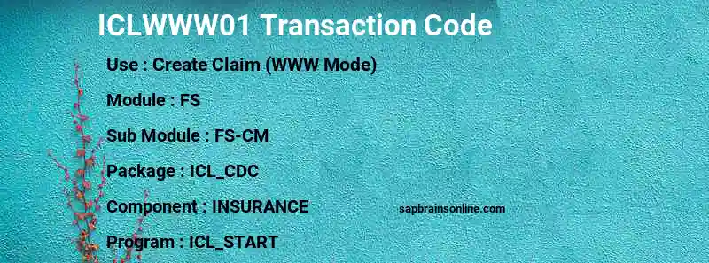 SAP ICLWWW01 transaction code