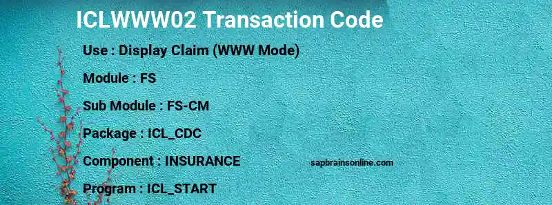 SAP ICLWWW02 transaction code