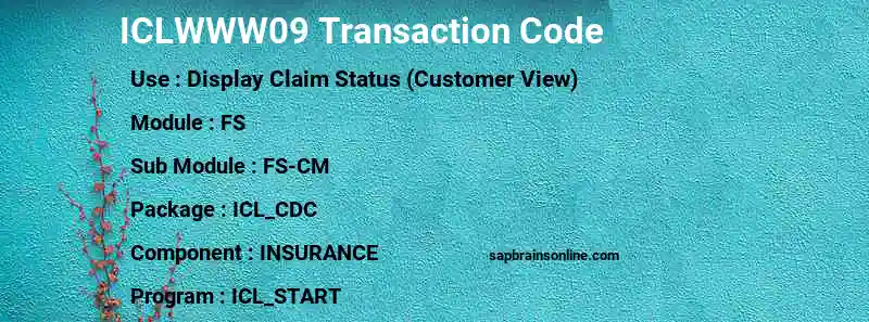 SAP ICLWWW09 transaction code