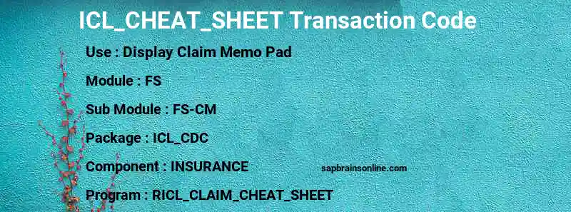 SAP ICL_CHEAT_SHEET transaction code