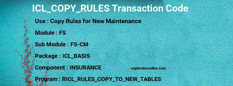 SAP ICL_COPY_RULES transaction code