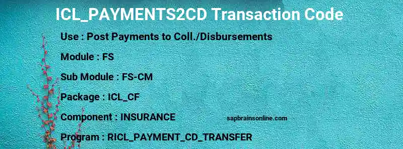 SAP ICL_PAYMENTS2CD transaction code