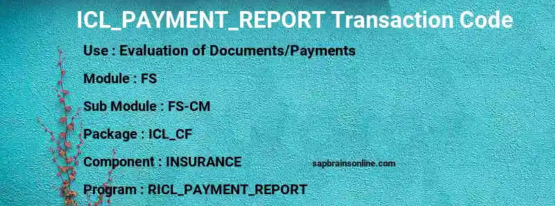 SAP ICL_PAYMENT_REPORT transaction code