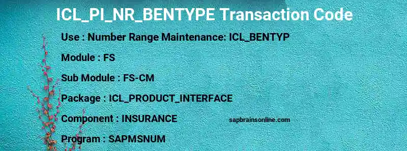 SAP ICL_PI_NR_BENTYPE transaction code