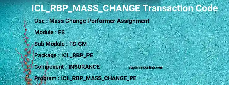 SAP ICL_RBP_MASS_CHANGE transaction code