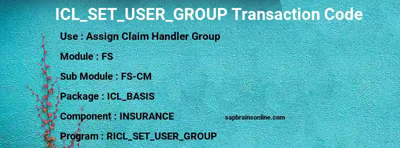 SAP ICL_SET_USER_GROUP transaction code