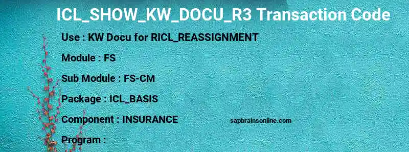 SAP ICL_SHOW_KW_DOCU_R3 transaction code