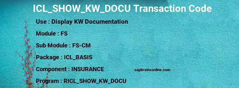 SAP ICL_SHOW_KW_DOCU transaction code