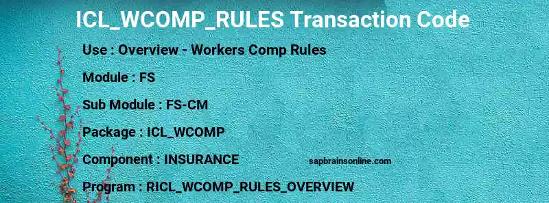 SAP ICL_WCOMP_RULES transaction code