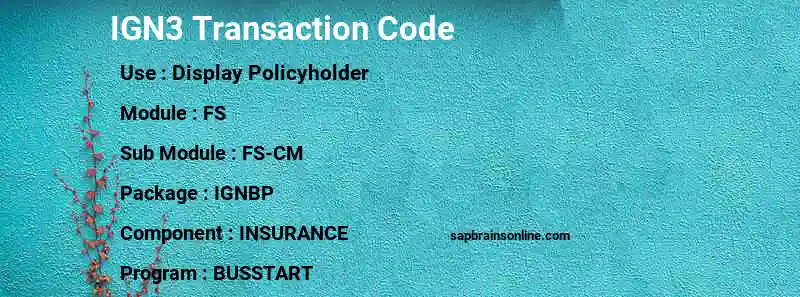 SAP IGN3 transaction code