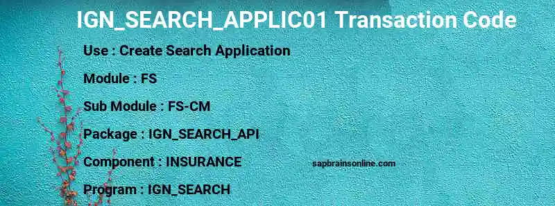 SAP IGN_SEARCH_APPLIC01 transaction code