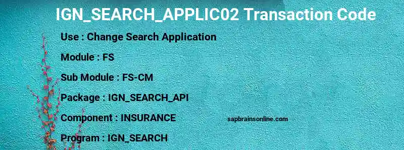 SAP IGN_SEARCH_APPLIC02 transaction code