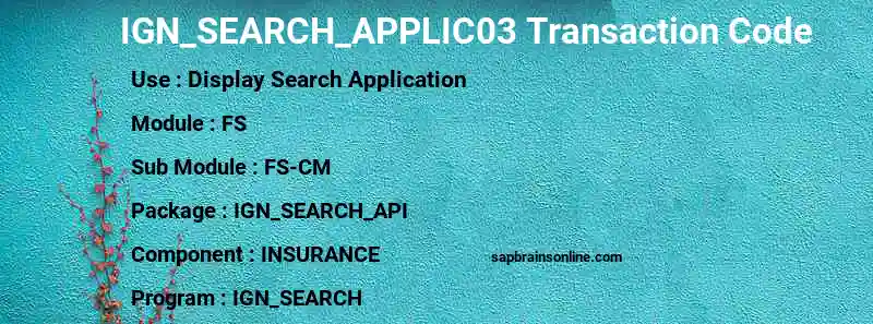 SAP IGN_SEARCH_APPLIC03 transaction code