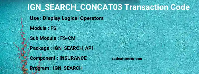 SAP IGN_SEARCH_CONCAT03 transaction code