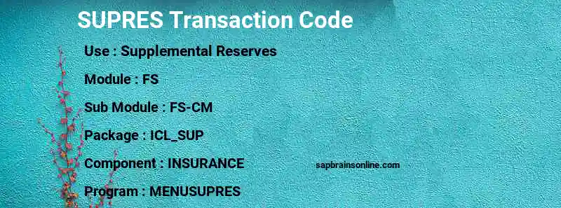 SAP SUPRES transaction code