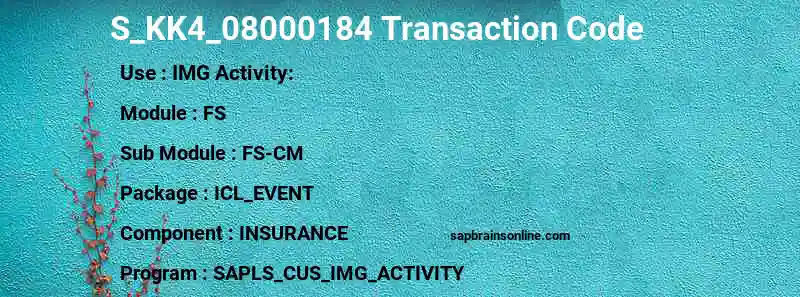 SAP S_KK4_08000184 transaction code