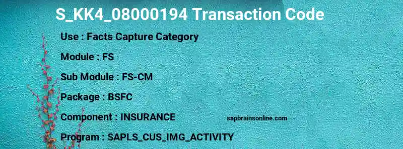 SAP S_KK4_08000194 transaction code