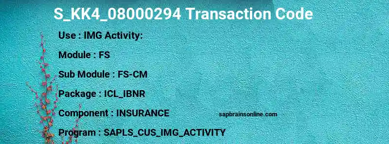 SAP S_KK4_08000294 transaction code